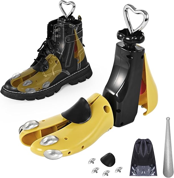 UHIAGREE Shoe Stretcher Women Men, Boot Stretcher Women, Adjustable Unisex Boot Wide Feet (Yellow+Metal plug (For Wm's 9-14;Men's 8-13, Not a Pair))