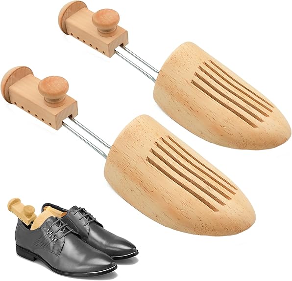 Hormas de madera para zapatos, 1 par hormas de madera para zapatos de longitud ajustable para hombres (S para 24cm-29cm)