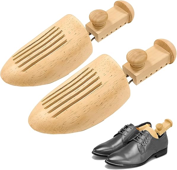 Hormas de madera para zapatos, 1 par hormas de madera para zapatos de longitud ajustable para hombres (L para 25cm-30cm)